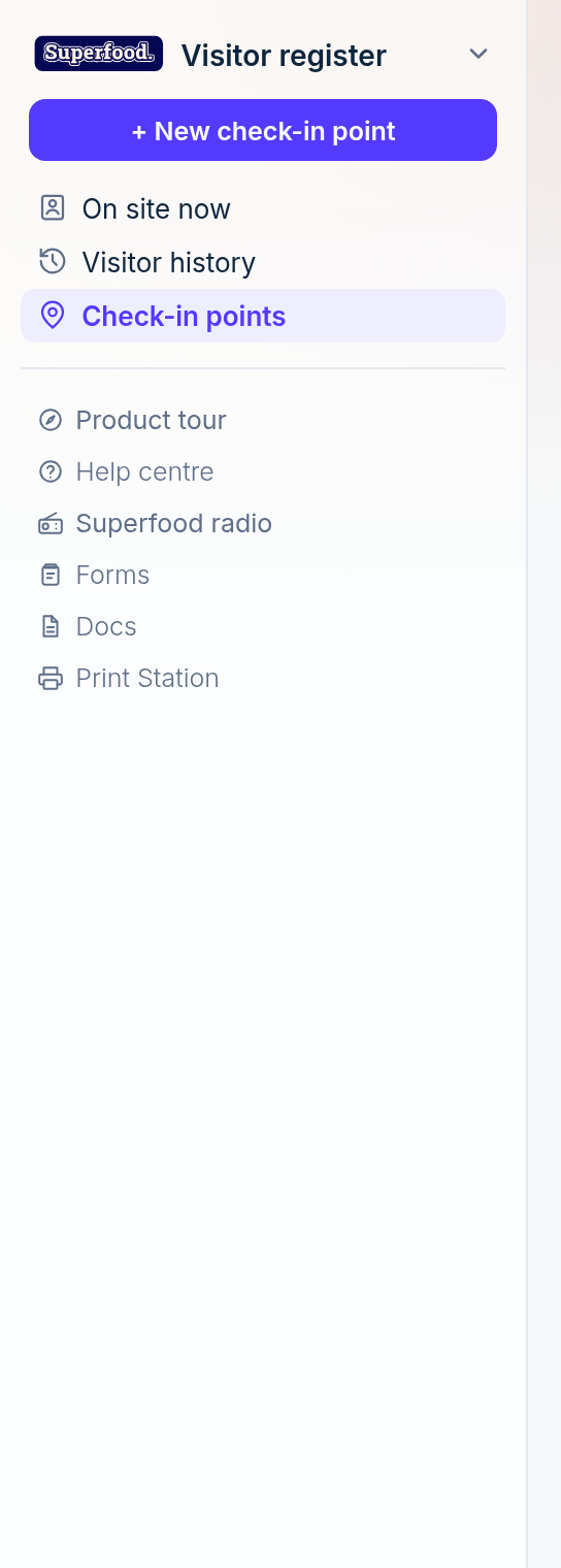 The share options: QR poster, kiosk mode, copy link and email